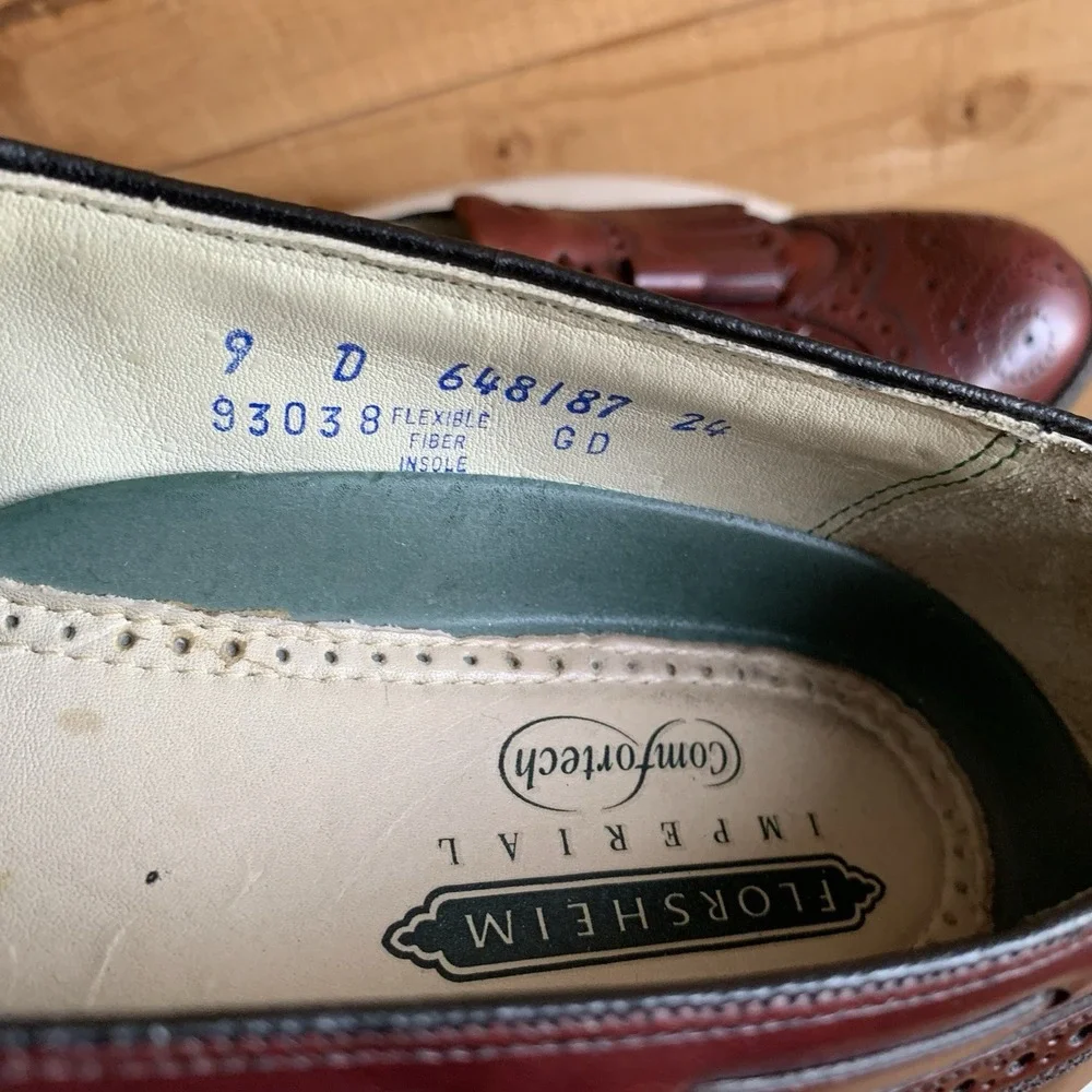 Florsheim Imperial Comfortech 9D Mens Wingtip Brogues‎ Tassel Burgundy Old Money
